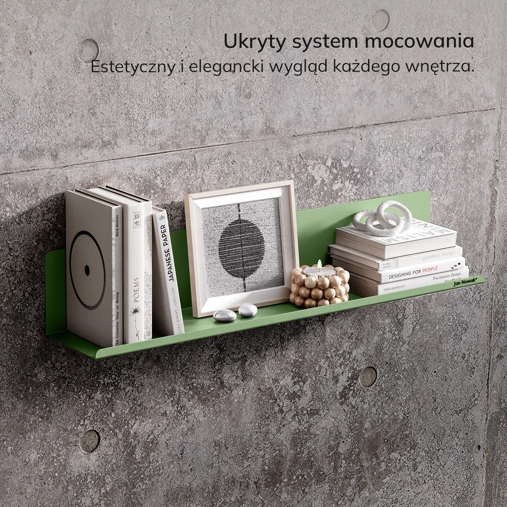 Półka wisząca metalowa pastelowy zielony, 700 mm: JOANNE Fresh Style