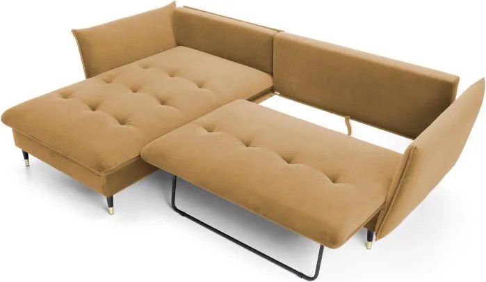 Narożnik GLAM Lewostronny z funkcją spania, zestaw z poduszkami wolnostojący tkanina RIVIERA 41 Platynowy DOMO HOME