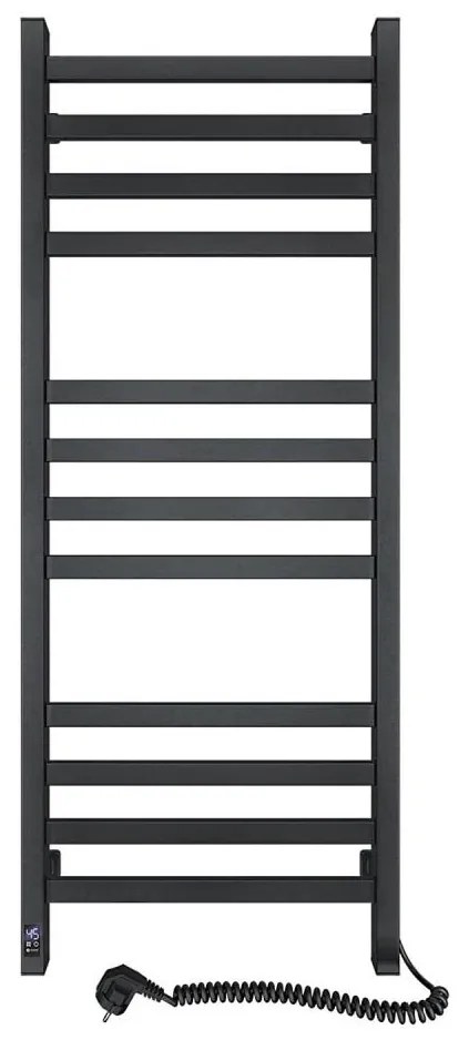 Łazienkowy grzejnik drabinkowy AVANGARD z termostatem 459 W/230 V, 120,6 cm, IP44, czarny, prawy