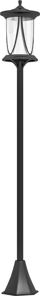 Outsunny Solarna Lampa Zewnętrzna LED, Automatyka, Odporna na Warunki Atmosferyczne, 6h Światła, 17Dł x 17S x 127W cm, Czarna