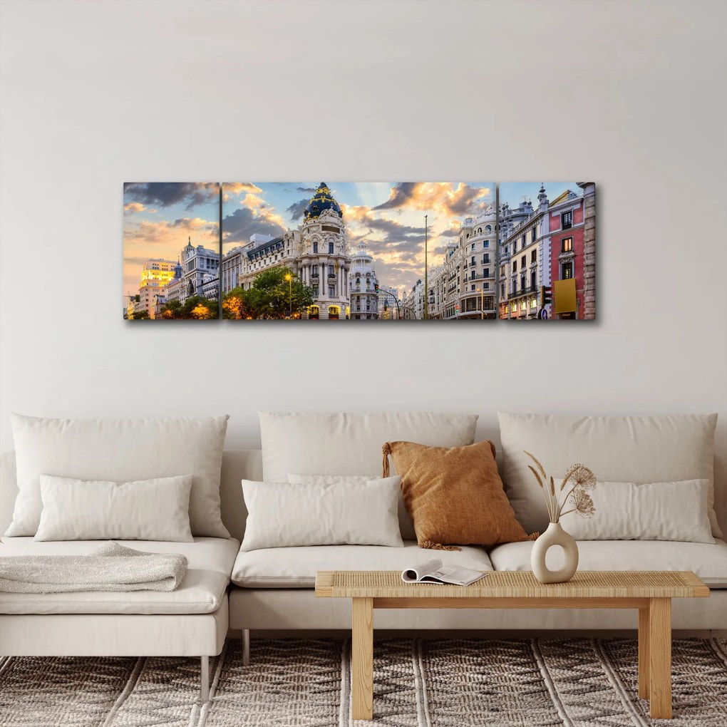Obraz - Calle Gran Vía, Madryt, Hiszpania (170x50 cm)