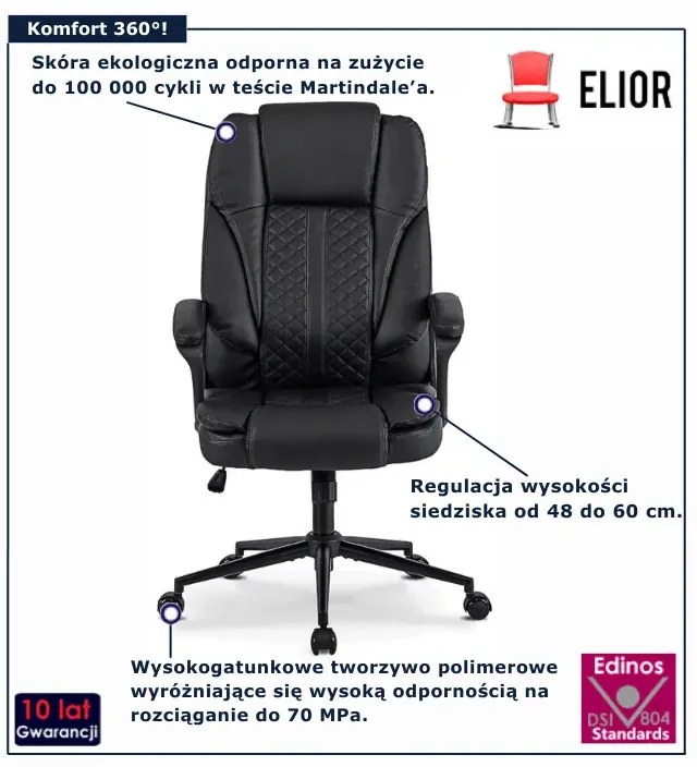 Czarny obrotowy fotel biurowy - Duke 3X