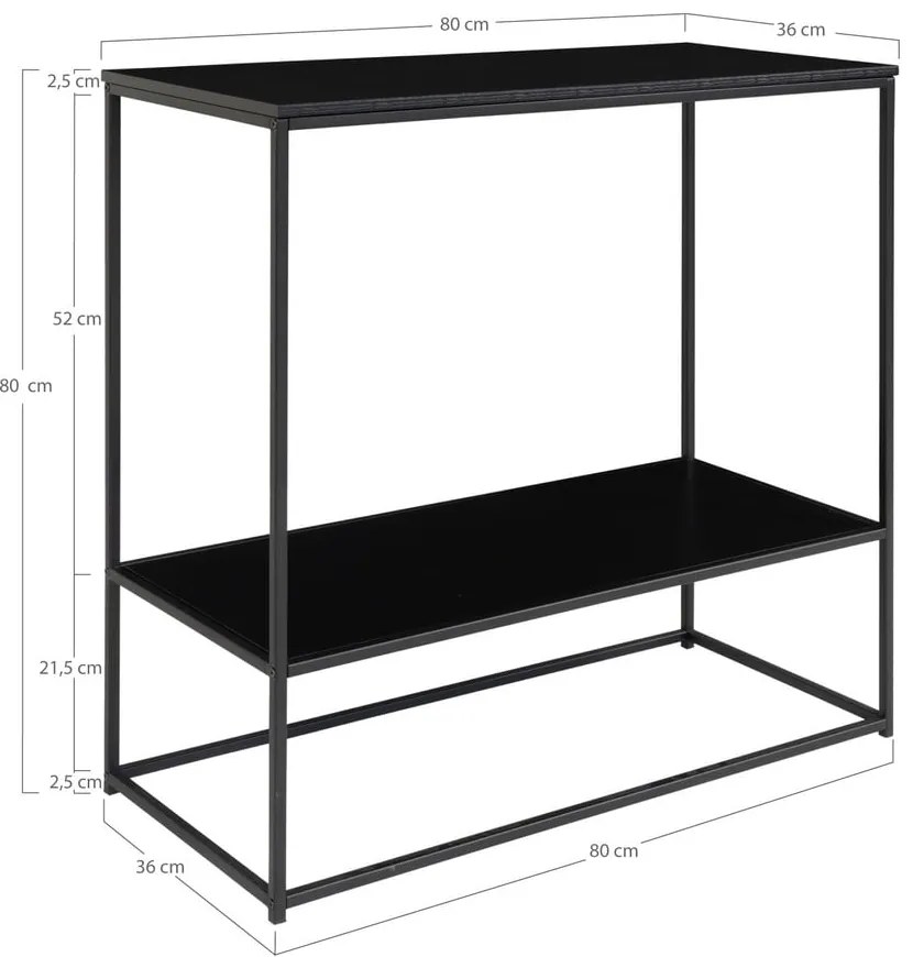 Czarna konsola z czarnym blatem 80x36 cm Vita – House Nordic