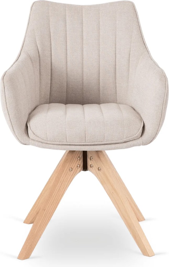 Krzesło Tapicerowane Obrotowe do Salonu LEMON Jasnobeżowe Nowoczesne Skandynawskie