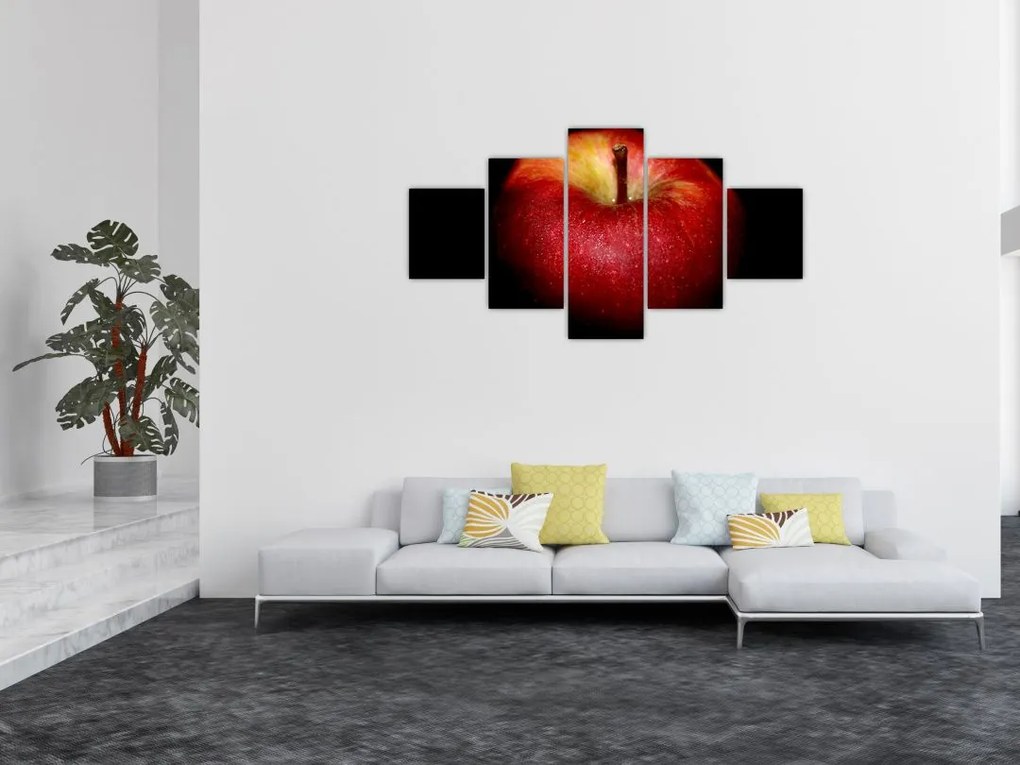 Obraz jabłka na czarnym tle (125x70 cm)