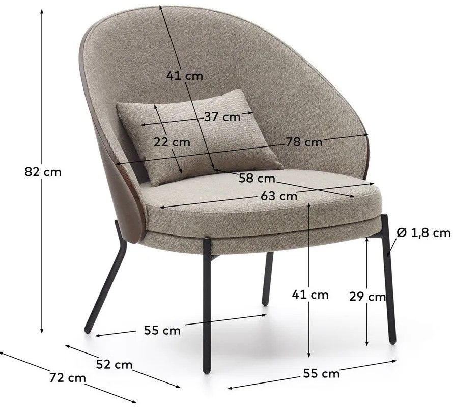 Jasnobrązowy fotel Eamy – Kave Home