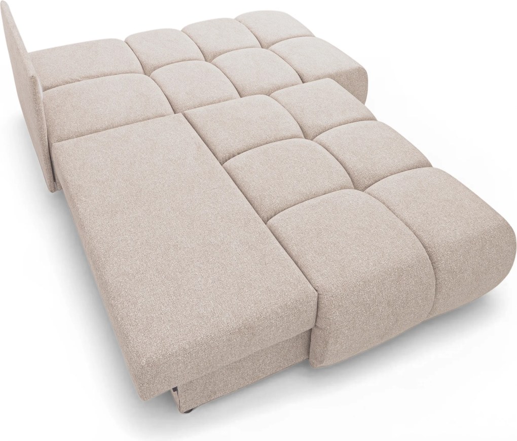 Narożnik Lerio prawostronny z funkcją spania - jasno beżowa dzianina hydrofobowa Blur 02