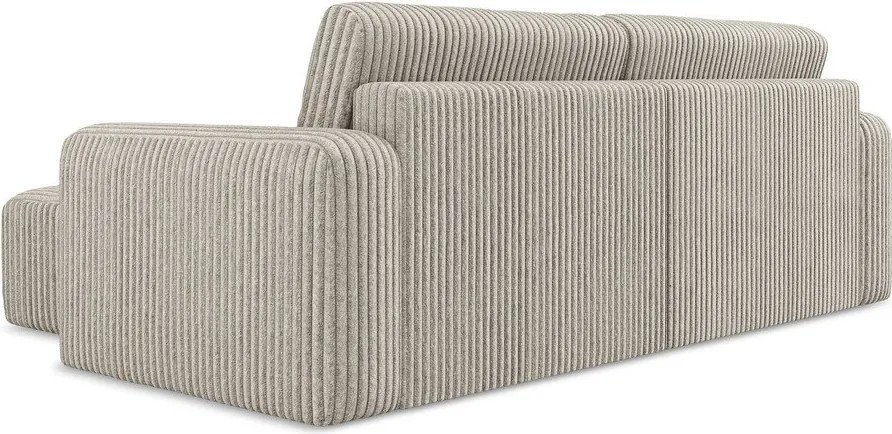 Beżowy sztruksowy rozkładany/ze schowkiem narożnik (prawostronny/z szezlongiem) Kona – Makamii