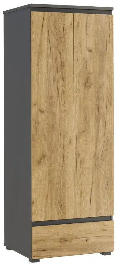 Dwudrzwiowa szafa z gładkim frontem antracyt + dąb craft B5-A38