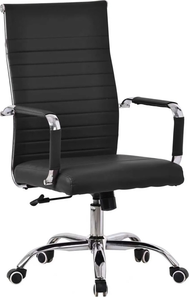 Fotel obrotowy Hugo ergonomiczne Krzesło biurowe z ekoskóry – eleganckie krzesło z wysokim oparciem i chromowaną podstaw