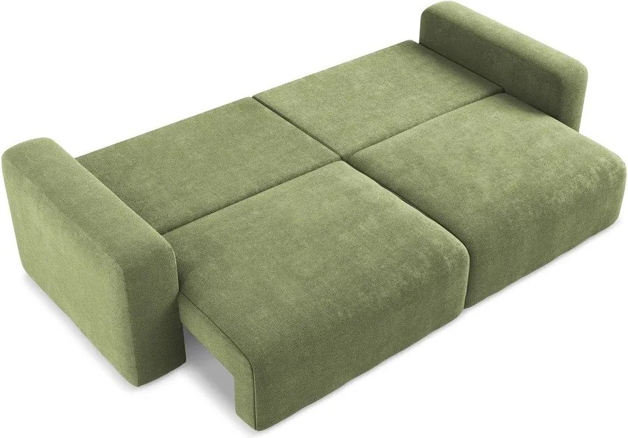 Zielona rozkładana/ze schowkiem sofa z tkaniny szenilowej 252 cm Kona – Makamii