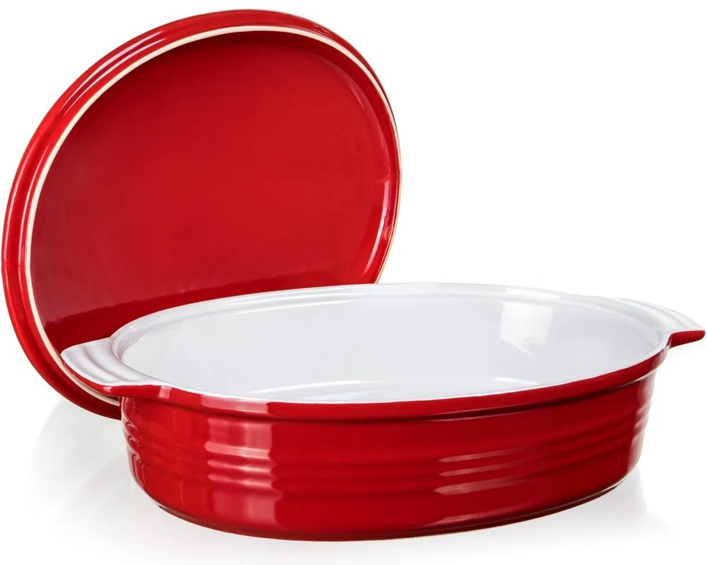 Banquet Foma naczynie żaroodporne owalne z pokrywką Culinaria Red 3,6 l, 3,6 l