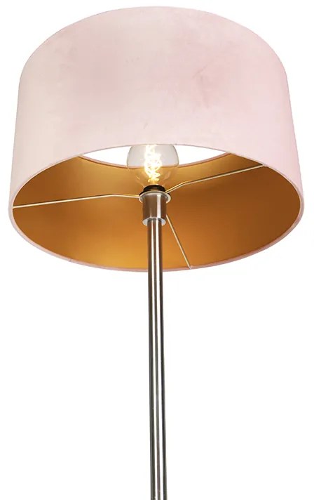 Lampa podłogowa stalowa z różowym kloszem 50 cm - Simplo Oswietlenie wewnetrzne