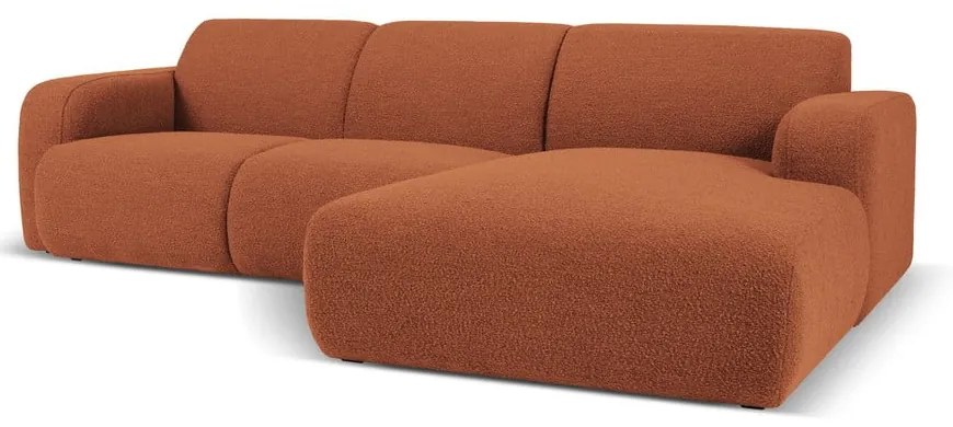 Brązowy narożnik z materiału bouclé (prawostronny) Molino – Micadoni Home