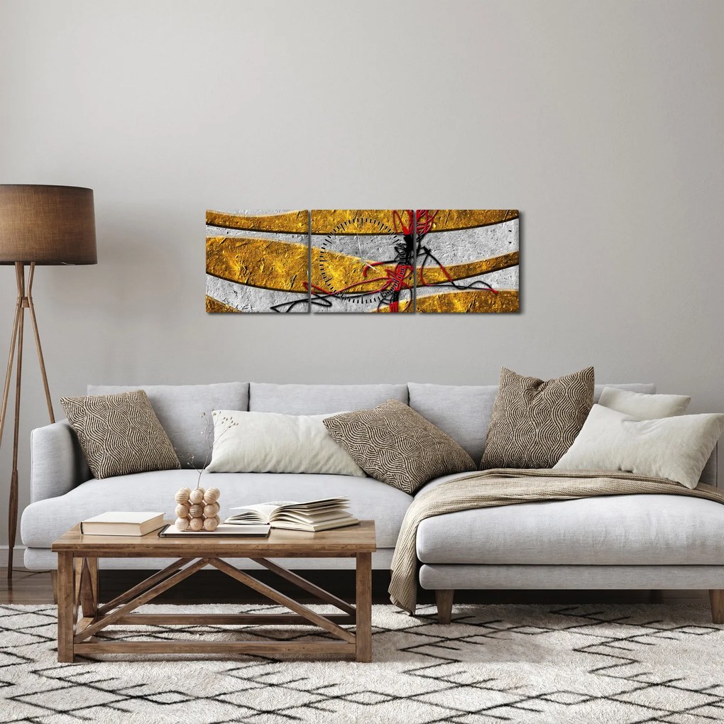 Abstrakcyjny obraz (z zegarem) (90x30 cm)