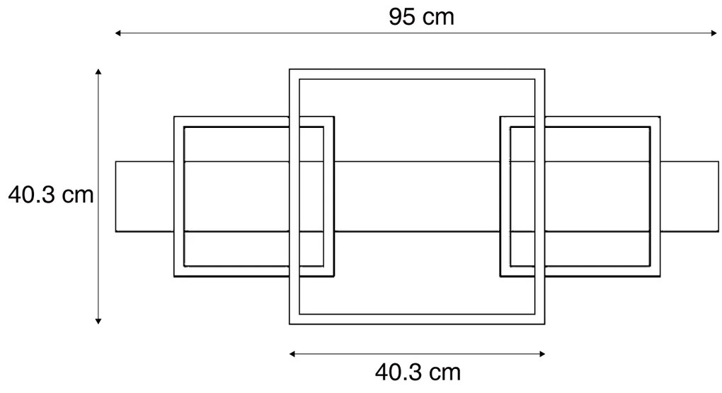 Designerska lampa sufitowa czarna kwadratowa z LED, 3-stopniowa regulacja ściemniania, 3-źródła światła - NimueDesignerski Oswietlenie wewnetrzne