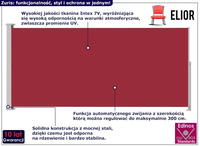 Zwijana czerwona markiza boczna N5-M12