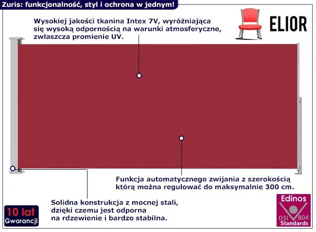 Zwijana czerwona markiza boczna - Zuris