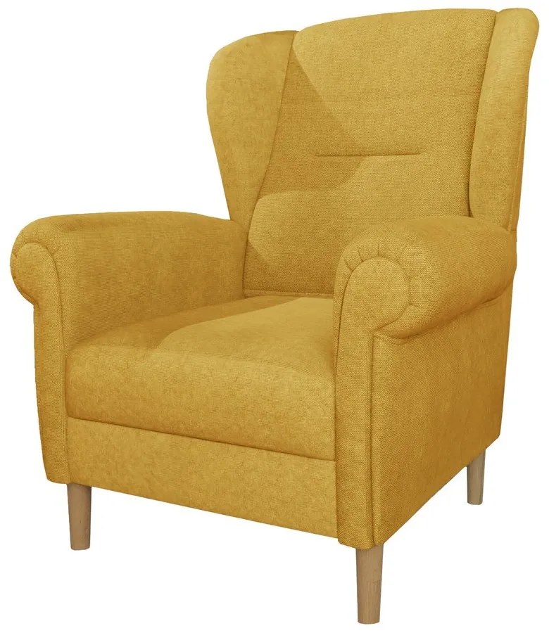 Żółty fotel typu uszak Swan – Ropez