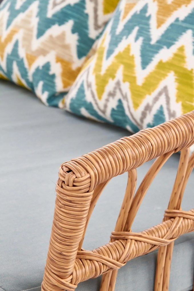 GARDENA 2S fotel podwójny czarny, naturalny, popielaty, rattan, boho