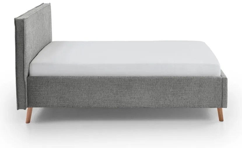 Szare tapicerowane łóżko dwuosobowe ze schowkiem i stelażem 140x200 cm Riva – Meise Möbel
