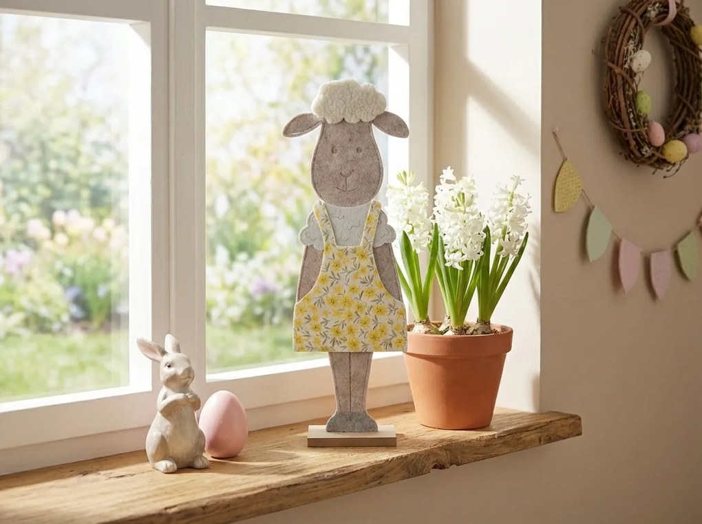 Dekoracja wielkanocna FILCOWA OWCA 50 cm - różne kolory Kolor: Zielony