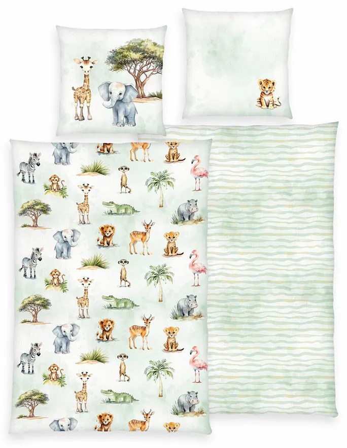Herding Dziecięca pościel flanelowa Safari, 135 x 200 cm, 80 x 80 cm, 135 x 200 cm, 80 x 80 cm