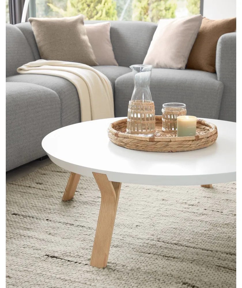 Biały stolik Kave Home Solid, ø 90 cm