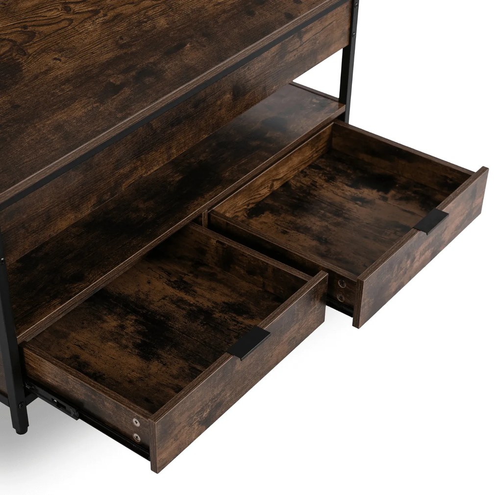 Ława do Salonu Rozkładana LUCA 100 cm Dąb Rustykalny/Czarny Loft