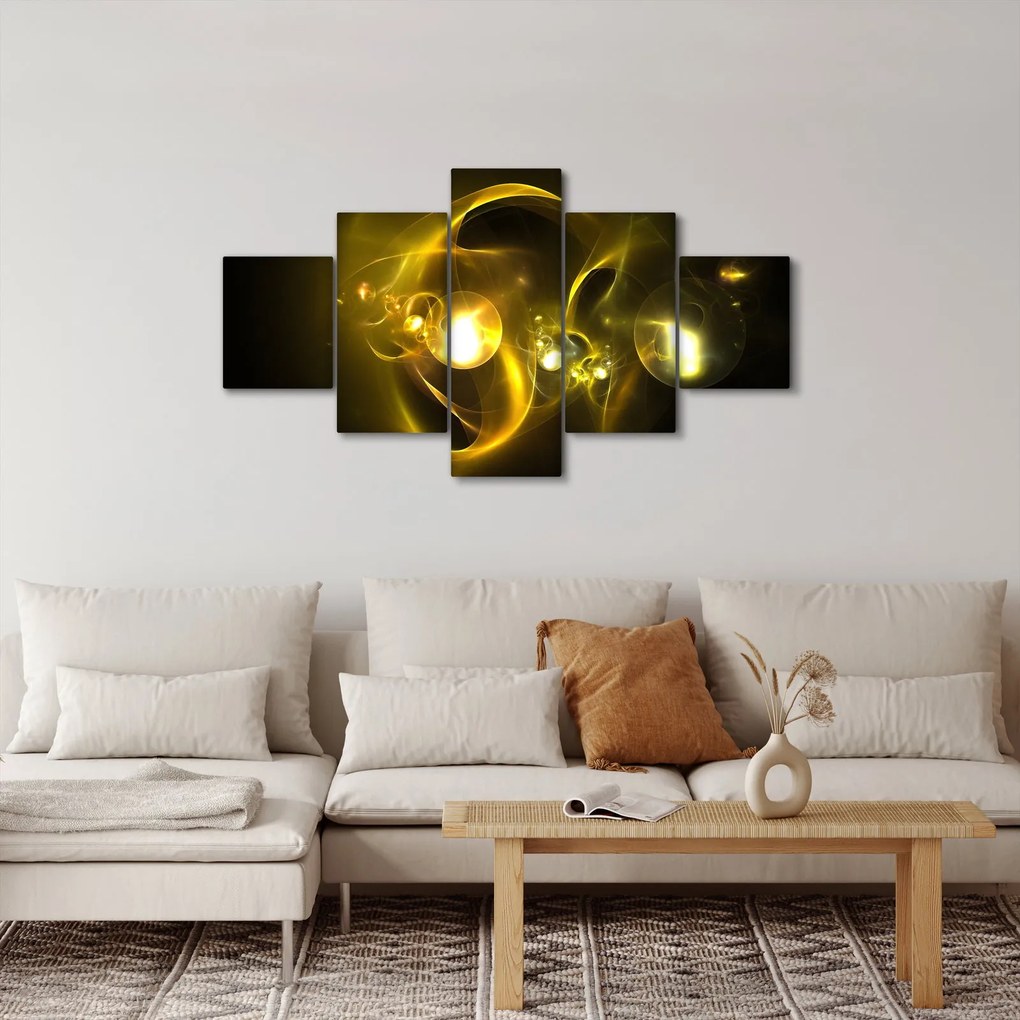 Abstrakcyjny obraz żółtych kul (125x70 cm)