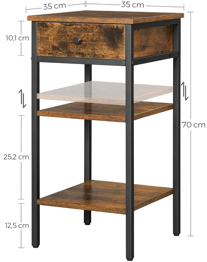 Loftowa szafka nocna dąb rustykalny P9-R81