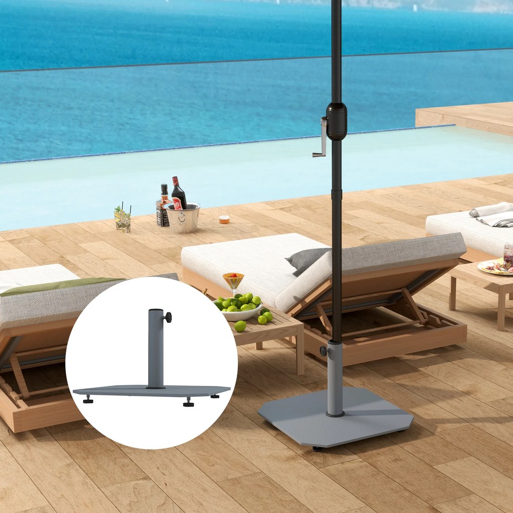 Outsunny Podstawa Parasola z Metalu 18,5 kg na Kółkach, Kwadratowy Uchwyt dla Parasoli 32/38/48mm