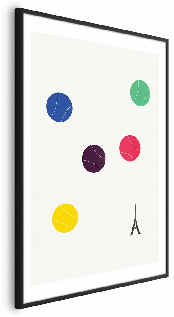 Plakat Wieża Eiffla i tenis 21x30 cm z ramą czarną z marginesem ARTGEIST B