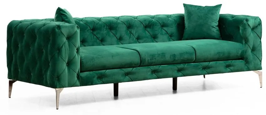 Ciemnozielona aksamitna sofa 237 cm Como – Artie