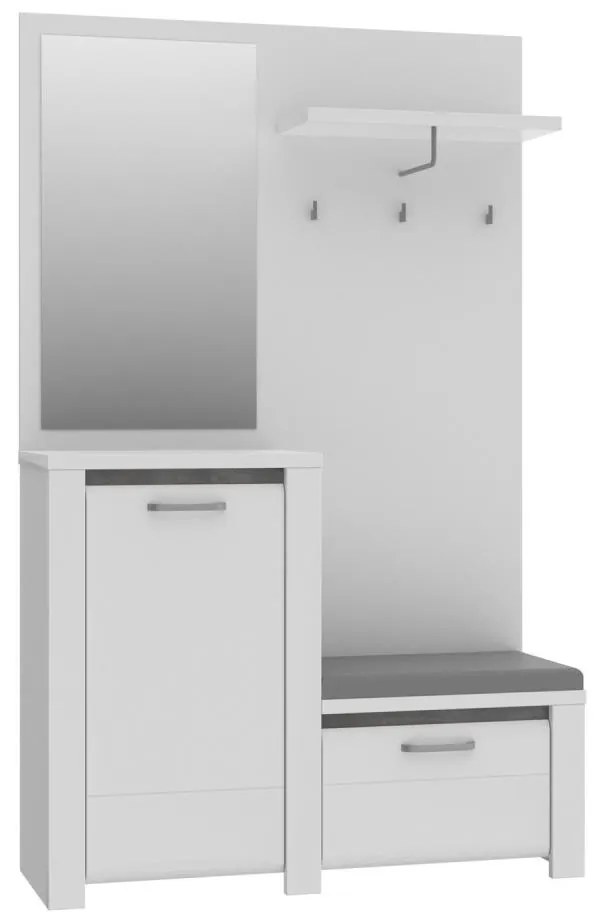 Ściana przedpokojowa z lustrem HIRO biała/szara