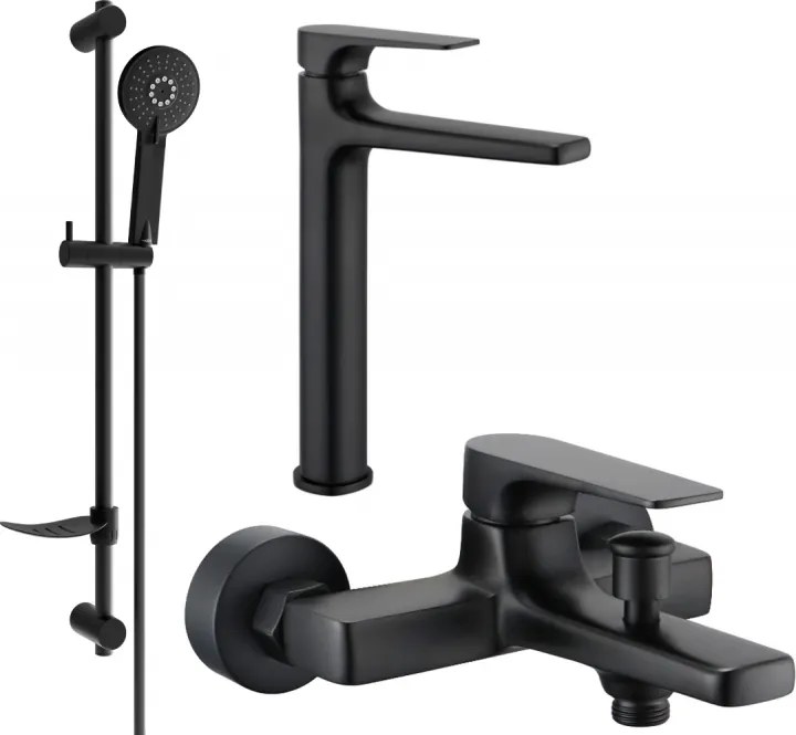 Mexen Lynx DF40 zestaw wannowy, czarny - 745913DF40-70