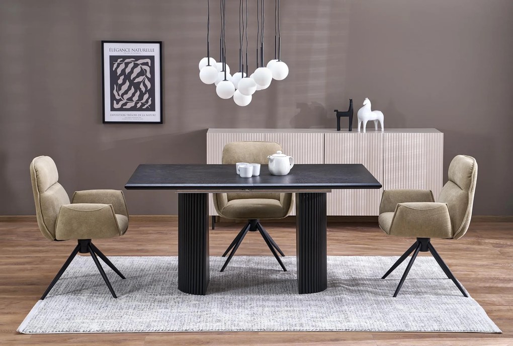 BOLERO stół rozkładany 160-250x90x78 cm czarny, 6-10 osobowy