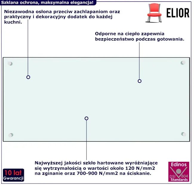 Biały panel ochronny na ścianę do kuchni W7-D34
