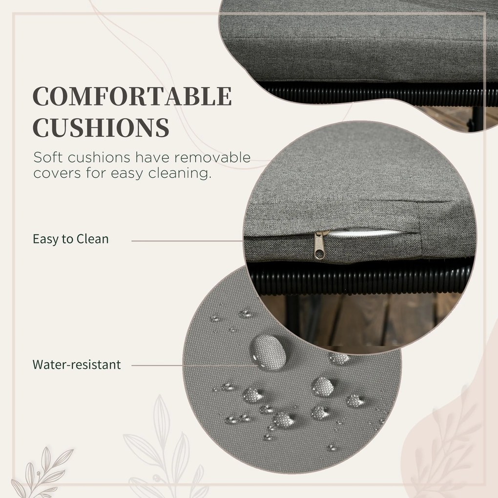 Outsunny Zestaw mebli ogrodowych 5 części Polirattan Stół 4 krzesła Stolik dodatkowy Elegancki szary | Aosom PL