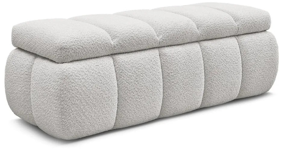 Jasnoszara ławka z materiału bouclé – Bobochic Paris