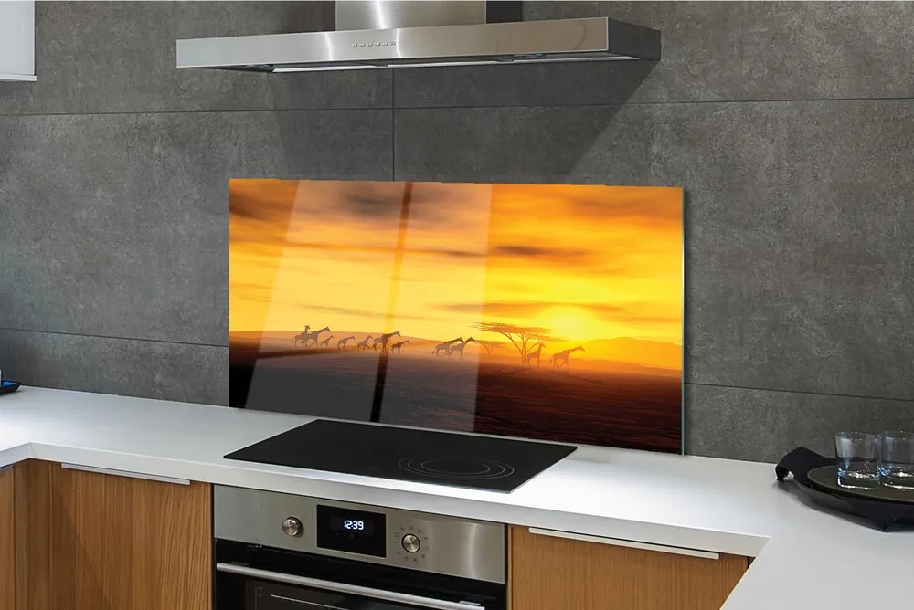 Szklany Panel Żyrafy pod Rozłożystym Drzewem