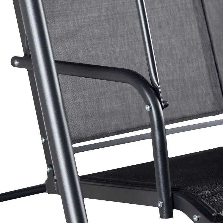 Huśtawka ogrodowa Toreno z daszkiem regulowanym, siatka tekstylna czarna