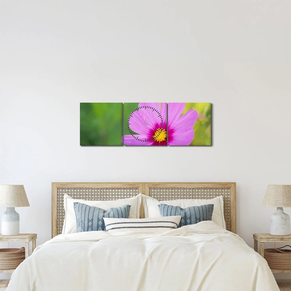 Obraz - polny kwiat (z zegarem) (90x30 cm)