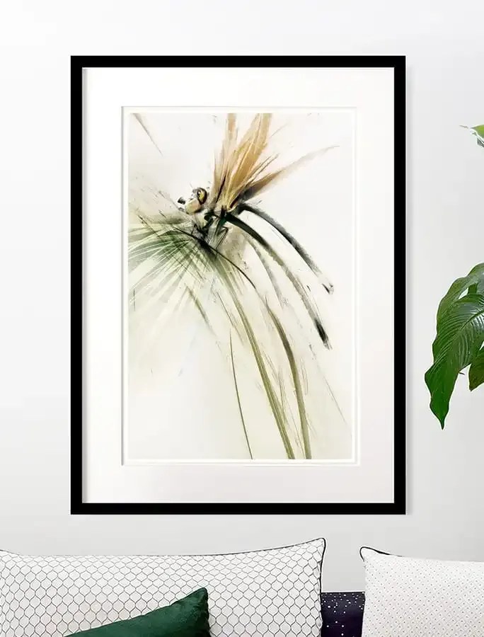 Autorska grafika z ważką do salonu i sypialni oraz nowoczesnych wnętrz Ważka, Seria Ulotna | Anna Borkowska
