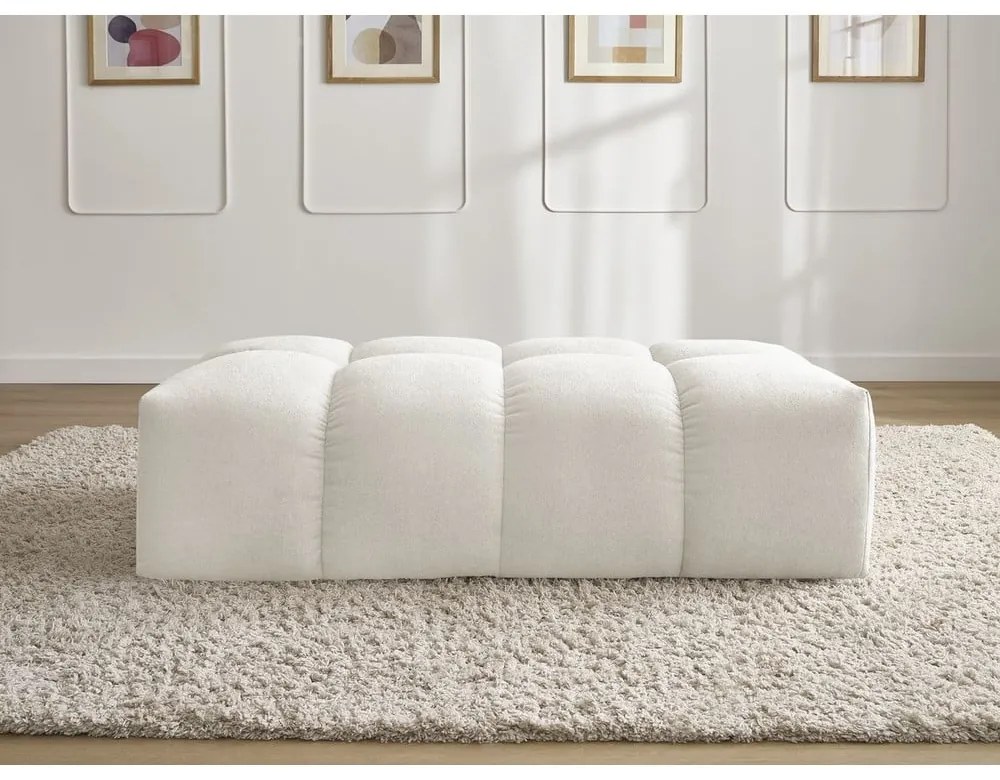 Biały podnóżek z materiału bouclé Everest – Bobochic Paris
