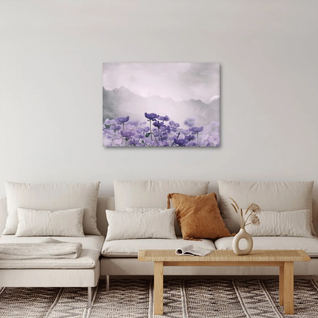 Obraz - Fioletowe kwiaty w górach (70x50 cm)