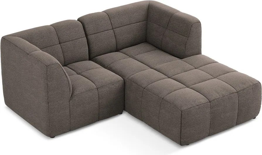 Brązowy narożnik z materiału bouclé (prawostronny/z szezlongiem) Aloha – Makamii