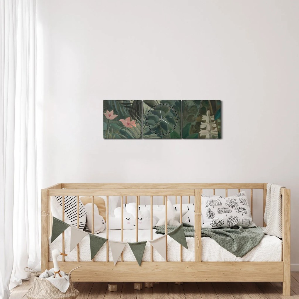 Obraz - Henri Rousseau, The Equatorial Jungle, reprodukcje (z zegarem) (90x30 cm)
