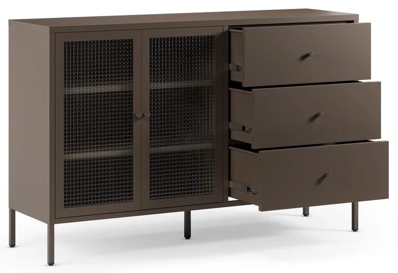 Szara metalowa witryna 140x90x40 cm Layna – Marckeric