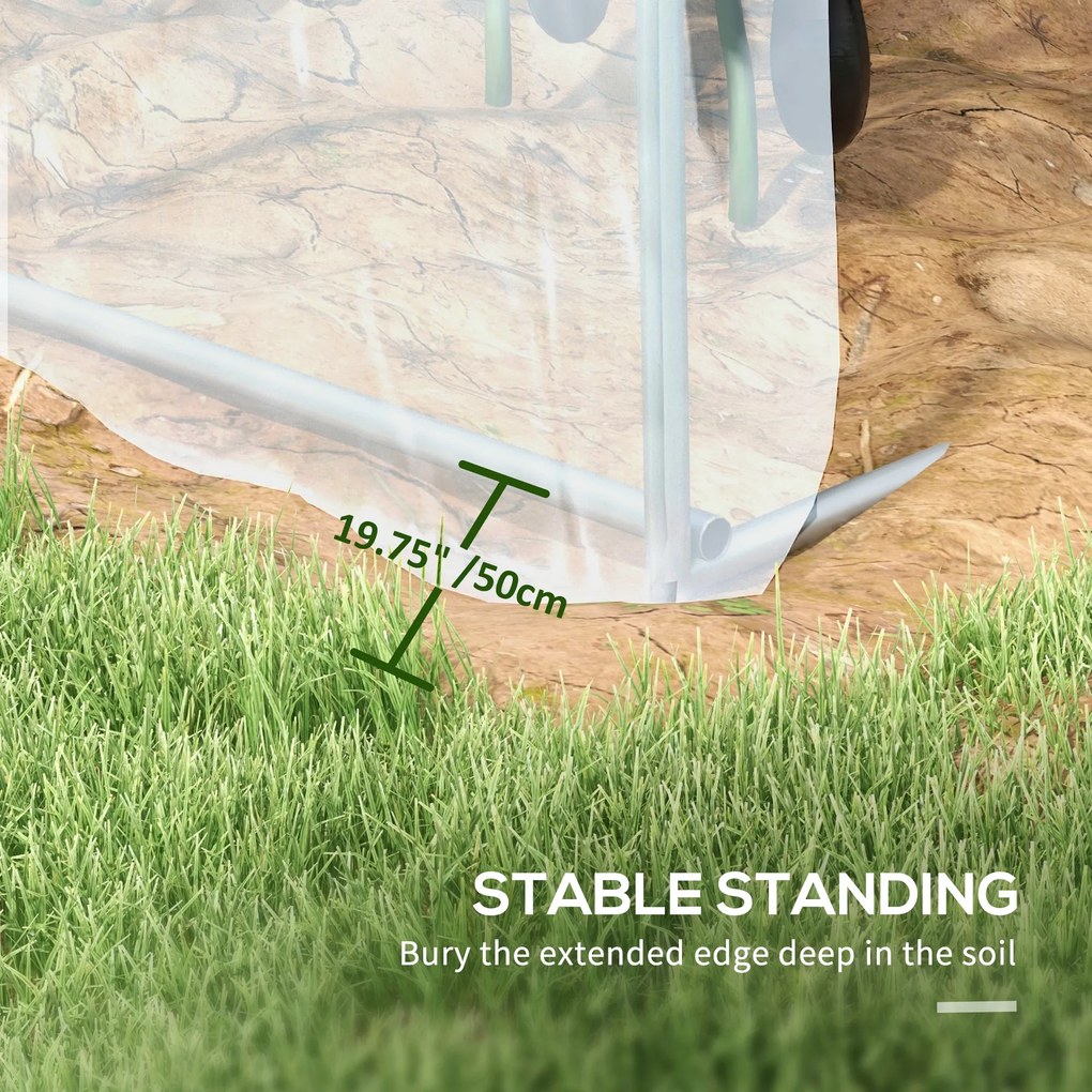 Outsunny Szklarnia foliowa, tunelowa 3 x 2 x 1,95 m, Odporna na wiatr szklarnia na pomidory, Szklarnia z 1 drzwiami, do ogrodu, na balkon, z PE, Przezroczysta